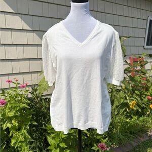 Adrianna Papell White Short Sleeve Woven Top